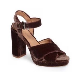 Madewell W’s Vanessa block heel Velvet Platform Sandals-brown/burgundy/mauve (9)